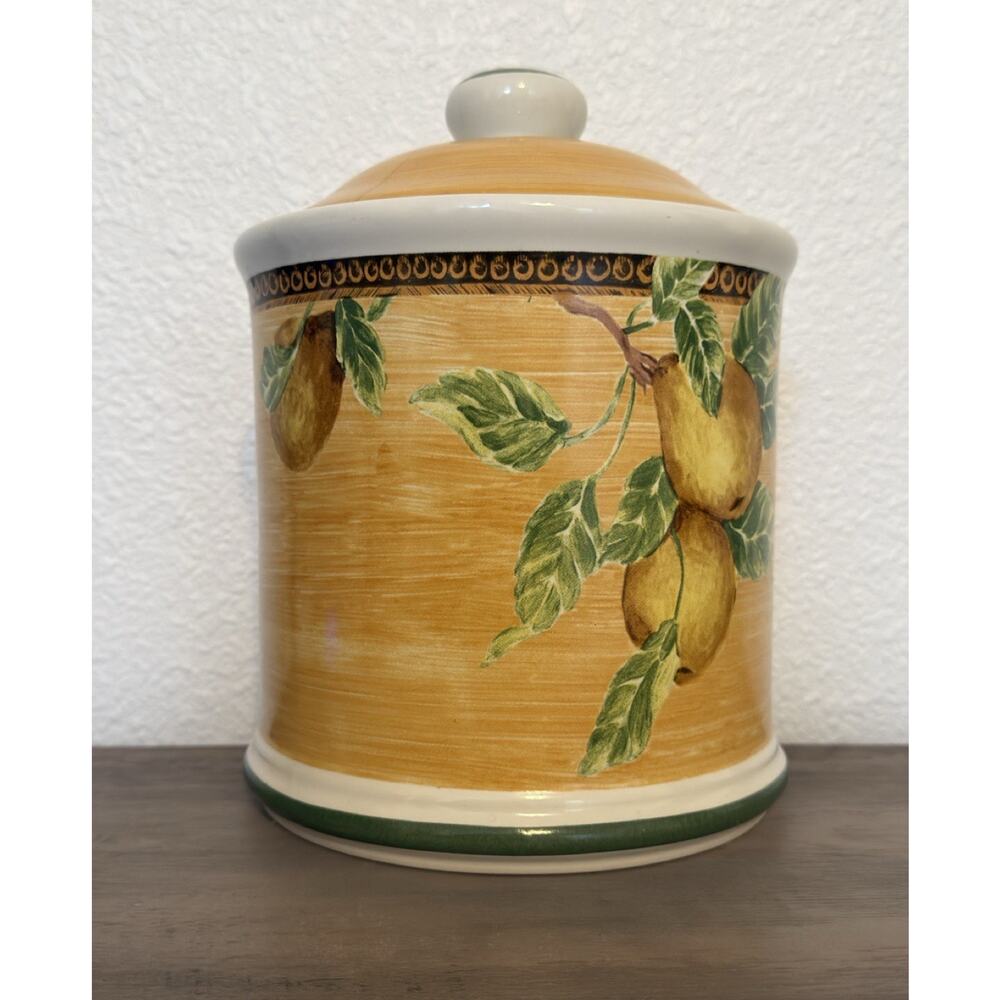Jay Import Co Large Pear Ceramic Kitchen Canister With Lid Fruit Storage Jar 9”